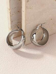 1 Pair Mirror Fashionable Party Earrings, Casual Daily Accessories - Silver - View 2