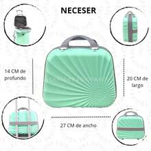 Maleta de cabina 18 pulgadas color menta con candado combinación fija equipaje de mano rígido ruedas giratorias 360 grados maleta ligera portátil para viajar avión y carretera accesorios de viaje resistente moderno y funcional - Azul menta - Ver 4