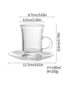 1 套，土耳其茶杯带碟套装，复古玻璃茶杯咖啡杯组合，包含 6 个杯子和 6 个碟子，细腰设计加厚底部防止茶水变冷，适合 6 人 - 彩色 - 查看 14