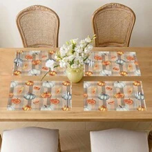 1 pieza/4 piezas/6 piezas Manteles individuales de lino con estampado de calabaza, decoración del hogar, decoración de Acción de Gracias, regalo de Acción de Gracias, adecuado para mesa de comedor, todo el año, manteles de mesa modernos lavables, decoración de habitación, manteles individuales, posavasos, manteles de cocina y comedor, decoración de fiesta interior y exterior, decoración del hogar, regalo ideal