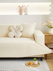 1pc Solid Color High Elastic Sofa Cover, Non-Slip, Style, Machine Washable, Fits 1/2/3/4 Seat Sofa, Home Decor - Beige - View 7