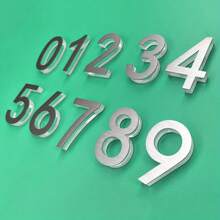 1pc Stainless Steel Adhesive Number Sticker, Transparent Self-Adhesive Metal House Number Plate, 75mm/2.95 Inch House Number, Suitable For Mailbox 0 To 9