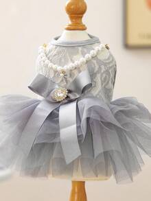 1 peça de roupa para animais de estimação, vestido de cisne cinza fofo e confortável para cães pequenos e gatos, moda casual e feliz - Cinza - Ver 8