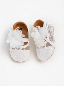 Infant Mary Jane Flats For Girls With Bowknot Anti Skid Sole Infant First Walker Princess Dress Crib Wedding Shoes