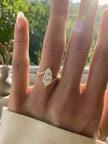 1 pieza Anillo de plata de ley 925 con brazo retorcido, incrustado con circonita cúbica, estilo minimalista y lujoso, adecuado para mujeres, compromiso, citas, fiestas, uso diario, regalo de vacaciones - Dorado - Ver 4