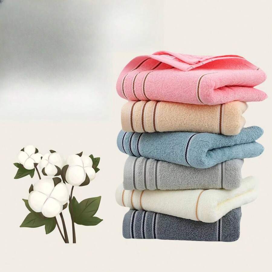 1 PACK/6 PACK 100% Cotton Quick Dry Bath Towels - Super Soft, Highly Absorbent, Lightweight And Durable, With Gold Stripe Design, 28x12 Inches For Bathroom, Christmas Gifts, Thanksgiving Gifts, Halloween Gifts, Gym, SPA, Fitness Essentials, Highly Absorbent Fabric, Towels,Mother's Day,Mom,Mother's Day Gift,Flower,Jewelry,Mother's Day Decorations,Mother's Day Party Supplies,Women,Pink,Gift Set - 淺棕色 - 查看 1