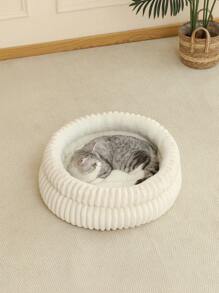 1 件舒适猫窝，柔软可爱的猫床，透气猫睡篮，适合小型、中型和大型猫，所有季节 - 白色 - 查看 4