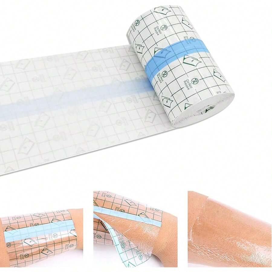 2 卷防水绷带，透明弹力创可贴，防水敷料膜，纹身后护理皮肤保护，游泳和淋浴透明膜（15 厘米 X 2 米）