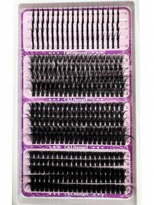 20 Rows 10-20mm D/DD Curly Spike Lash Clusters + 60D 80D 100D/120D 140D 160D Manga Eyelash Clusters 0.07 Anime Cluster Eyelash Extensions Clusters Lashes Lash Spikes Fairy Lash Clusters With Spikes Individual Lashes For Beginners, Reusable, Suitable For Parties, Weddings, Dates, Halloween And Daily Wear - 黑色 - 查看 12
