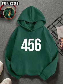 Digitaler Musterdruck "456", Herbst und Winter, Jungen/Mädchen, gleicher Stil, Kapuzenpullover, lockeres, lässiges Sweatshirt, vielseitiger Street-College-Stil, bequemes Langarm-Oberteil