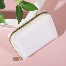 Compact Chic Mini Wallet - Faux Leather, Crocodile Print, Card & Coin Holder With Polyester Lining And Secure Buckle