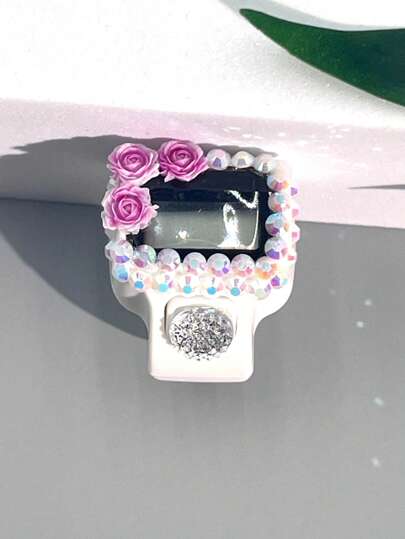 1pc Portable Rhinestone Flower Tally Counter, Manual Ring Mini Counter Without Battery, Finger Counter, Ring Button Counter, Suitable For Knitting Counting