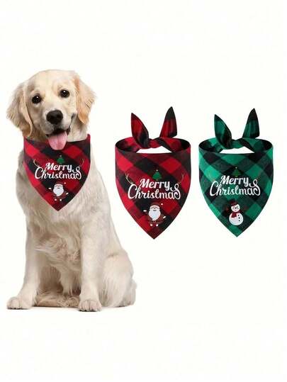 2 piezas Pañuelo triangular navideño, babero, fiesta de mascotas, miembros de la familia, pañuelo para mascotas, decoración de árbol de Navidad, servilleta para decoración del hogar, decoraciones navideñas, decoración de habitación de invierno