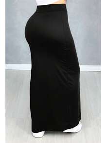 Women's Long Slit Skirt - 黑色 - 查看 2