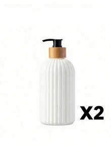 1pc 500ml Soap Dispenser, With Bamboo Pump, Suitable For Bathroom, Shower, Counter, Kitchen, Laundry Room Back To School - White - View 6