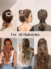 5 件简约哑光空心椭圆扁平宽发夹，优雅发髻制作器马尾辫夹，适合日常佩戴、休闲活动、母亲节、复活节、感恩节礼物 - 5pcsA款 - 查看 9