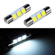 Bright Whe LED Vany Light Bulbs For Car Mirror, Fuse Sun Visor - 3-SMD 5050 Chips (Pair) - as picture - 查看 2