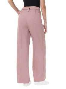 Women's Petite/Regular/Tall 3 Lengths Wrinkle-Free Flowy Office Dress Pants Slacks Breathable Workout Casual Wide Leg Stretchy High Waist Business Trousers - Hồng - Xem 9