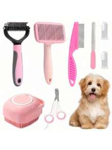 Set de 8 piezas de Kit de aseo para mascotas - Herramientas de higiene y belleza para animales, adecuados para perros, gatos, conejos, para limpiar, cepillar, cortar uñas para que las mascotas se mantengan limpias y hermosas