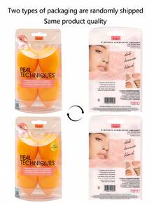 Bộ 4 bông mút trang điểm Real Techniques Miracle Complexion Sponge, dùng cho kem nền dạng lỏng và kem, bông mút tán kem nền giúp điều chỉnh độ che phủ, bông mút nền tạo lớp nền tự nhiên, căng bóng, không chứa latex. - trái cam - Xem 10
