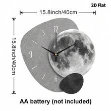 2D Flat, 1pc Modern Creative Moon Art Decorative Wall Clock, Super Silent Quartz Movement, No Ticking Sound, Decorative Clock For Living Room, Bedroom, Office, Kitchen And Cafe, Perfect For Christmas, New Year, Valentine's Day Gifts - Multicolor - View 13