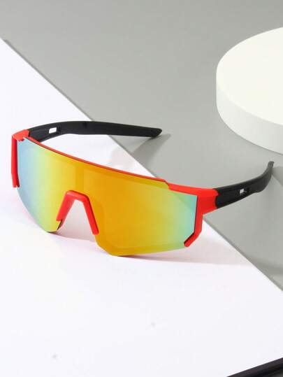 1pc Kids Fashion Colorful Goggles, Boys Girls Cycling Sports Skiing Mountaineering Classic Integrated Protective Eyewear For Travel Outdoor Activities