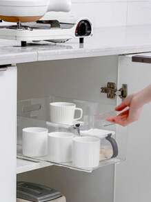 1 Pair Of Sliding Rail, Drawer Storage Basket Slide Rail, Multi-Purpose Kitchen Bedroom Dorm Organizer Box Track, No-Drill Kitchen Bathroom Cabinet Silent Slide Strip, Multi-Function Drawer Slide Rail, Storage Box Pull Track - Multicolor - View 4