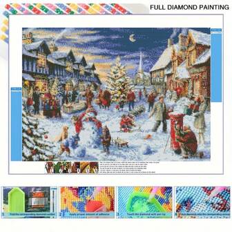 1pc Christmas 5D Diamond Painting Kit, DIY Handcraft Art, Exquisite Unframed Room Decor, Full Round Diamond DIY Kit, Leisure Stress Relief Winter Decor Gift, Perfect Dotting Diamond Effect - Christmas Gift Home Decor Christmas Decorations