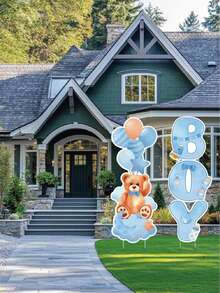 Gender Reveal Decorations 2 Sets Gender Reveal Yard Signs With Stakes - Classic Plastic Outdoor Decorations, Blue & Pink Bear/Elephant Designs, "He" & "She" Balloons, Perfect For Boy Or Girl Newborn Welcome Party, Gender Reveal Party Supplies | Classic Style Decor | Easy Setup Decorations - Multicolor - View 10