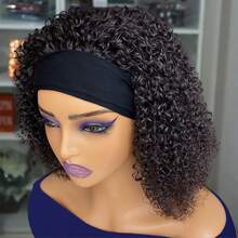Hight Density Headband Wig Human Hair Kinky Curly Full Machine Made Remy Human Hair Wigs For Women 250% Density - SNatural - View 3