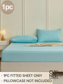 1件纯色浅绿色床笠，床垫保护套，柔软透气，适用于单人床、双人床、大号床、特大号床，深口袋设计，最大可达11.8英寸，家用纺织品床上用品套 - 薄荷綠 - 查看 2