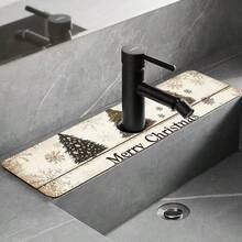 1 Stück/90 Stücke Weihnachten, Weihnachtsbaum bedruckter Wasserhahn, wasserabsorbierender Abtropfmatte, Retro Kaffee wasserabsorbierende schnelltrocknende Matte, gummibeschichtete Toiletten- und Küchenarbeitsplatten-Wasserhahn-Abtropfmatte, geeignet für Wasserhähne in Büros, gewerblichen Betrieben und Haushalten, dekorative Küchendekorationen