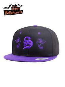 1 szt., męska czapka bejsbolówka z gotycką literą S, haftowana w 3D, Halloween, do gry w baseball, koszykówka, jesienne stroje, styl sportowy, amerykański duch, strój z lat 90., jaskrawe kolory, dla mężczyzn i kobiet, sportowa czapka hip-hopowa, regulowana, chroniąca przed słońcem czapka na co dzień, na wiosnę i jesień, podróże, imprezy i plażę - jednolity kolor - Zobacz 6