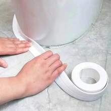 1 Rollo de Cinta de Cocina Antimoho e Impermeable, Cinta a Prueba de Humedad para Fregaderos de Cocina y Baño, Hermosa Pegatina de Costura para Inodoro, Co - Blanco - Ver 3