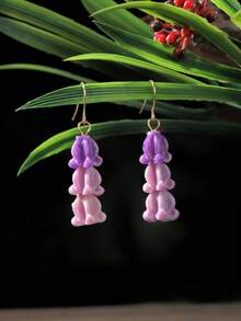 زوج من أقراط الزهور التاج الراتنجية البوهيمية الجديدة، مناسبة للارتداء اليومي وارتداء الشاطئ