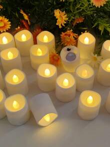 6/12/24 件套新奇无焰闪烁茶蜡烛、许愿蜡烛、电池供电茶灯、带 24 小时循环定时器的蜡烛灯、3D 火焰效果、含电池、适用于婚礼餐桌中心装饰、家居装饰、生日派对、万圣节、圣诞节、求婚、浪漫晚餐、蜡烛加热器、礼物、假蜡烛 - 暖白光 - 查看 5