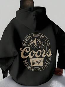 Y2K,Coors Banquet,Hoodie For Men - Long Sleeve, Regular Fit, Street Style, Digital Print, Casual Pullover With Pocket, Ideal Gift Coors Tops "Enjoy Cozy Times Together! Our Unisex Hooded Sweatshirts: Made With Brushed Cotton For Warmth And Comfort, They're Winter-Ready And Perfect For Couples, Gifts, Or Cold Weather Adventures." Men's Tops INS Style Men's Plus Size Letter Print Drawstring Hoodie, Soft And Comfortable Against The Skin, Perfect For Winter Wear, Winter Tops, Gifts For Others