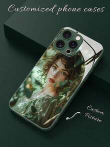 1pc Customizable DIY Daily Art, Family Photo, Couples Photo Metal Painted Tempered Glass Phone Case, Compatible With Samsung S24 Ultra And 16 Pro Max/15 Pro/14 Plus/13 Pro/12 Pro Max/11/XS Max/8/7/6 Plus, Sweet Style, Best Gift For Frids, Parts, Boyfrid, Girlfrid,Season Picks,Cell Phones & Accessories,Customized Phone Cases2025 - 綠色 - 查看 2
