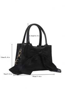 1pc Black Mini Bow Handbag - Black - View 4