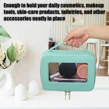 Bolsa de maquillaje transparente, organizador de viaje de cosméticos y estuche para brochas de maquillaje, bolsa de almacenamiento de maquillaje transparente y de tocador para mujeres - Verde - Ver 6