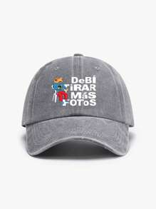 1 Pc DTMF PUERTO RICO Print Washed Baseball Cap Classic Casual Stylish Vintage Soft Sweatband Adjustable Size Lightweight Sun Protection Versatile Dad Hat Suitable For Outdoor Sports Daily Wear Party Vacation Perfect Gift For Families And Friends