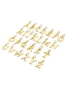 2 件 18K 镀金不锈钢复古金属风格双层项链，简约蛇形链 + 3D 字母吊坠，金属质感，适合日常佩戴和个人风格 - 金色 - 查看 3