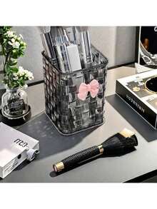 1pc Desktop Pen Holder, Two Colors. 4.13*2.95*2.95in, Clear Acrylic Desktop Organizer - Pen Holder And Storage Box Daily Necessities For Offices And Dormitories,Desktop Storage Box For High-End Storage; Lipstick And Cosmetics Organizer With Compartments - Multicolor - View 8