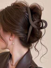 4 件女式 4.25 英寸方形、波浪形、闪电形棕色塑料发夹，时尚百搭、优雅、简约、纯色发夹，适合日常、休闲、派对、通勤、海滩、发型设计、化妆、服装配饰发饰时尚发夹秋季配饰秋季发夹冬季配饰适合度假装扮女士 - 彩色 - 查看 3