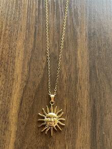 Stainless Steel Swirl Sun Pendant Necklace, Summer Beach Holiday Accessory