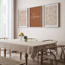 Minimalist Autumn Set Of 3 Prints: Pumpkin Line Art, Rustic Fall Posters - Thanksgiving Seasonal Decor & Holiday Gift Collection Home Decor Halloween Decor Room Decor Halloween - Multicolor - View 4