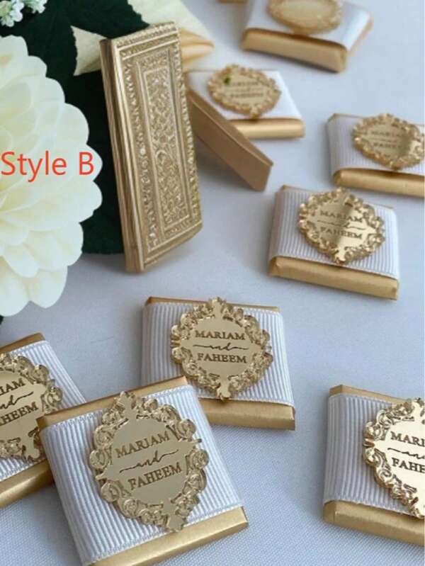 Personalized Wedding Favors Custom Arcylic Mirror Chocolate Favors Gold Or Silver Mirror Favors Not Cluded The Chocolate Back To School,Wedding Essentials,Warm Ambience,Home & Living,Customized Wedding Crafts