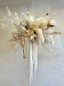 MEHELANY 3支/1支米色仿真花，白色仿真苋菜墙饰，蓬松白色仿真苋菜长茎悬挂装饰，适用于婚礼花墙、拱门、节日派对、庆典、酒店、家居、花园装饰、秋收节桌面花瓶装饰 - 乳白 - 查看 6