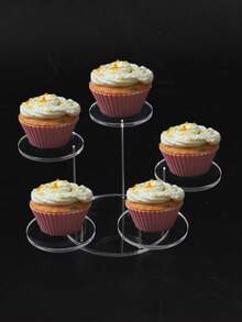 1pc Mini Acrylic Cupcake Stand, Rotating Round Jewelry Display Rack, Multi-Tier Round Dessert Cake Stand, Or Earring, Ring, Bracelet, Necklace Display Holder, Storage Organizer, Suitable For Home Decor