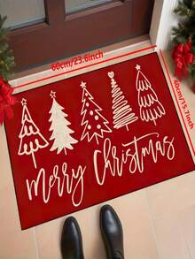 1 件全新圣诞节 - 圣诞快乐 - 圣诞节 - 圣诞装饰 - 圣诞树门垫地毯 - 900g/m2 柔软天鹅绒，可机洗，耐用，防污，快干，适用于室内/室外门垫、家居装饰、房间装饰、卧室地毯、厨房地毯、摄影、道具、户外装饰礼品、节日礼品、地毯，四季皆宜